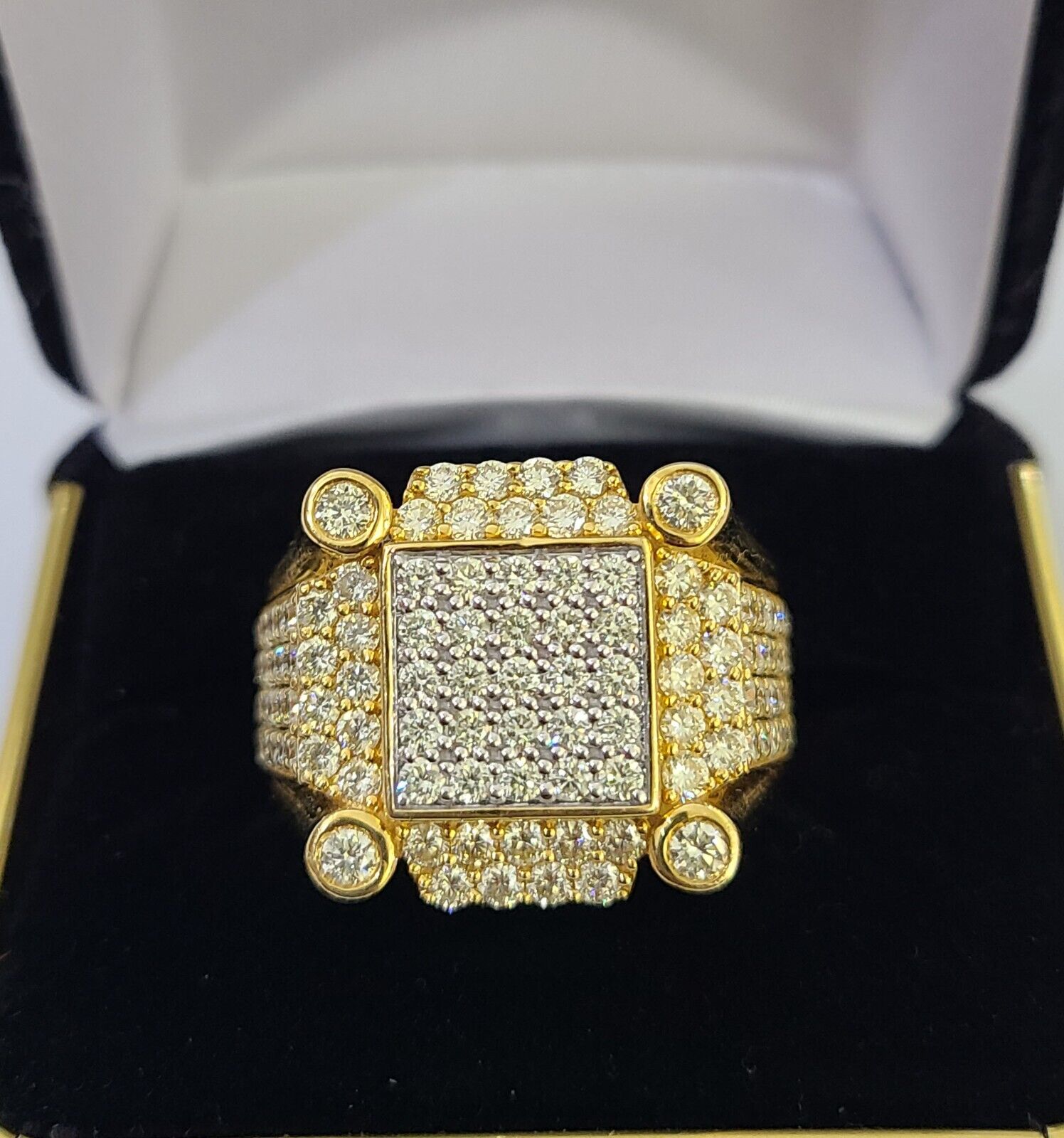 Real 10k Yellow Gold Diamond Mens Ring Band Wedding Casual Genuine Natural - GoldenlinQ